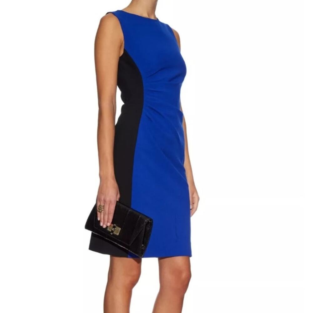 DIANE von FURSTENBERG Laura Colorblock Blue Black Sheath Dress Size 4